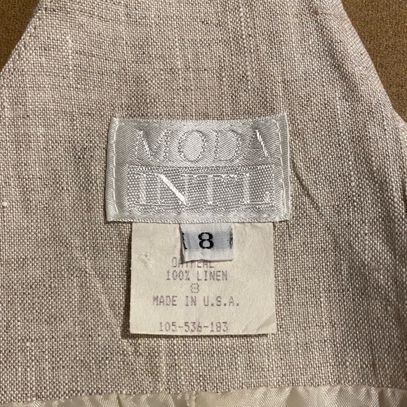 Vintage 90s Dress Linen Moda International Midi Dress Coastal Grandmother Size 4 - Picture 5 of 6